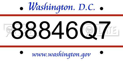 88846Q7 District Of Columbia License Plate