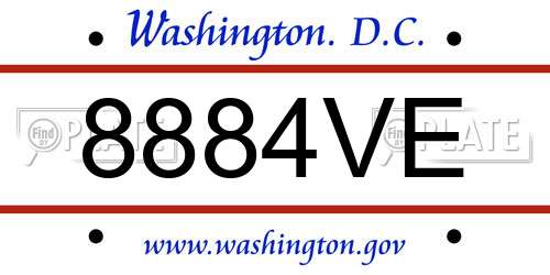 8884VE District Of Columbia License Plate