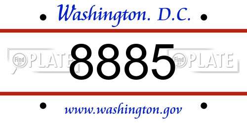 8885 District Of Columbia License Plate