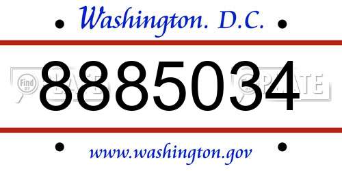 8885034 District Of Columbia License Plate