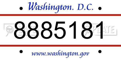 8885181 District Of Columbia License Plate