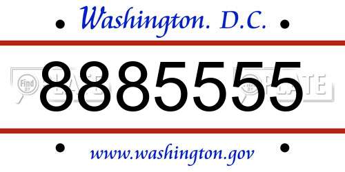 8885555 District Of Columbia License Plate