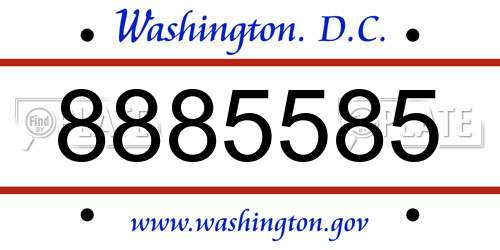 8885585 District Of Columbia License Plate