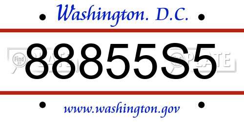 88855S5 District Of Columbia License Plate