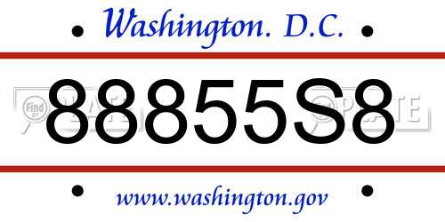 88855S8 District Of Columbia License Plate