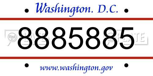 8885885 District Of Columbia License Plate