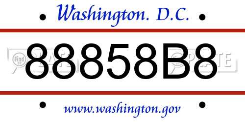 88858B8 District Of Columbia License Plate