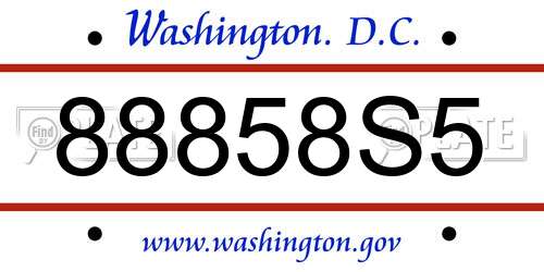 88858S5 District Of Columbia License Plate