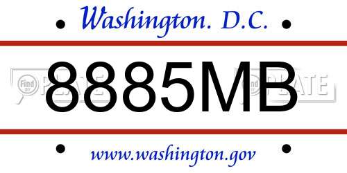 8885MB District Of Columbia License Plate