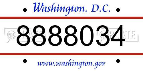 8888034 District Of Columbia License Plate