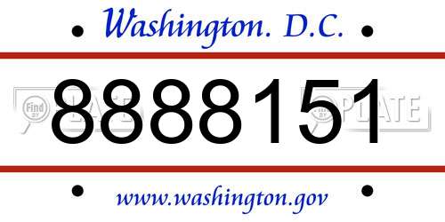 8888151 District Of Columbia License Plate