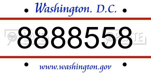 8888558 District Of Columbia License Plate
