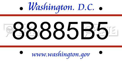 88885B5 District Of Columbia License Plate