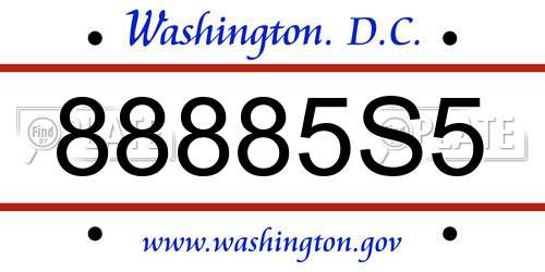 88885S5 District Of Columbia License Plate