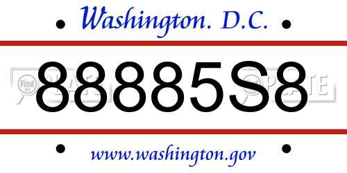 88885S8 District Of Columbia License Plate