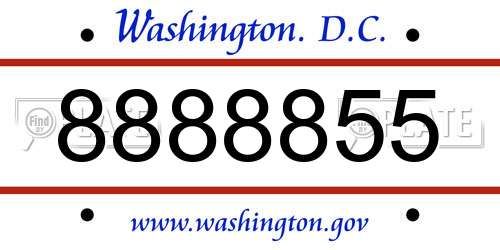 8888855 District Of Columbia License Plate