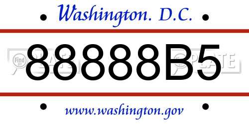 88888B5 District Of Columbia License Plate