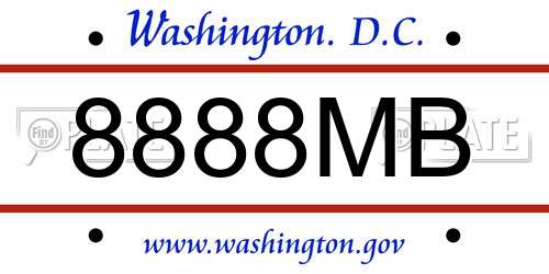 8888MB District Of Columbia License Plate