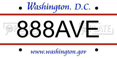 888AVE District Of Columbia License Plate