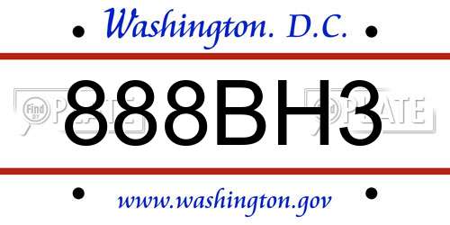 888BH3 District Of Columbia License Plate