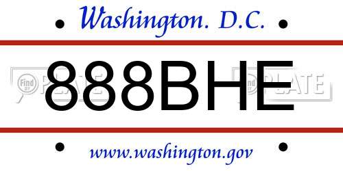 888BHE District Of Columbia License Plate