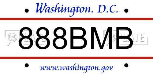 888BMB District Of Columbia License Plate