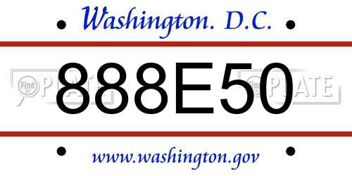 888E50 District Of Columbia License Plate