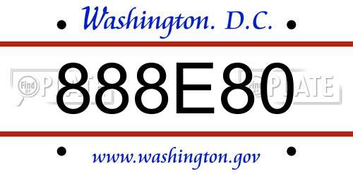 888E80 District Of Columbia License Plate