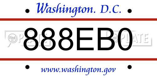 888EB0 District Of Columbia License Plate