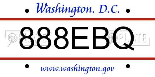 888EBQ District Of Columbia License Plate