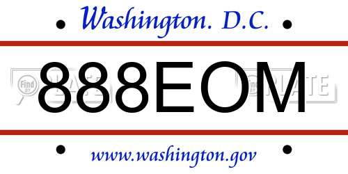 888EOM District Of Columbia License Plate