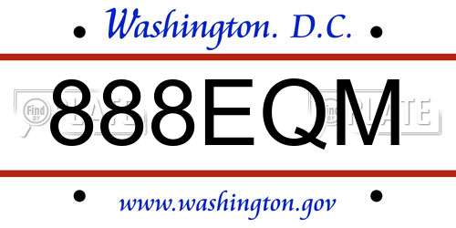 888EQM District Of Columbia License Plate