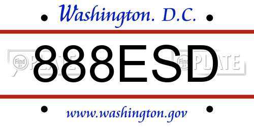 888ESD District Of Columbia License Plate