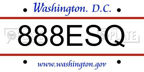 888ESQ District Of Columbia License Plate