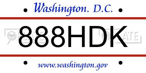 888HDK District Of Columbia License Plate