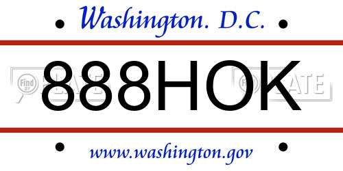 888HOK District Of Columbia License Plate