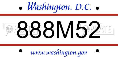888M52 District Of Columbia License Plate
