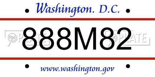 888M82 District Of Columbia License Plate