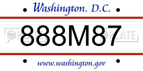 888M87 District Of Columbia License Plate