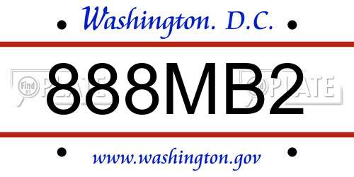888MB2 District Of Columbia License Plate