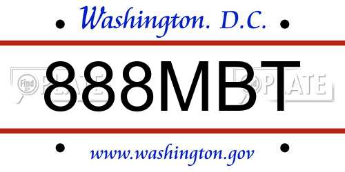 888MBT District Of Columbia License Plate