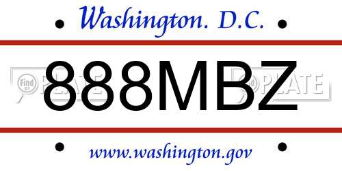 888MBZ District Of Columbia License Plate