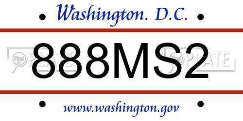 888MS2 District Of Columbia License Plate