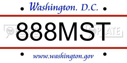 888MST District Of Columbia License Plate