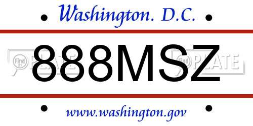 888MSZ District Of Columbia License Plate