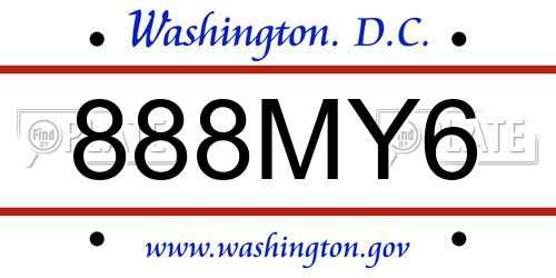 888MY6 District Of Columbia License Plate