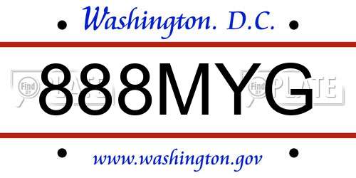 888MYG District Of Columbia License Plate