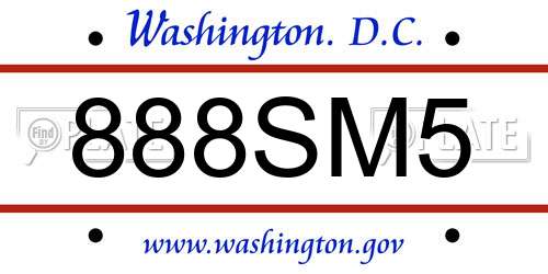 888SM5 District Of Columbia License Plate