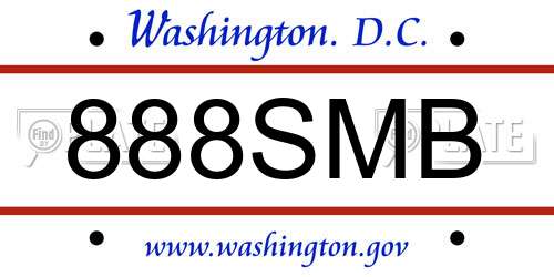 888SMB District Of Columbia License Plate