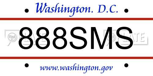 888SMS District Of Columbia License Plate